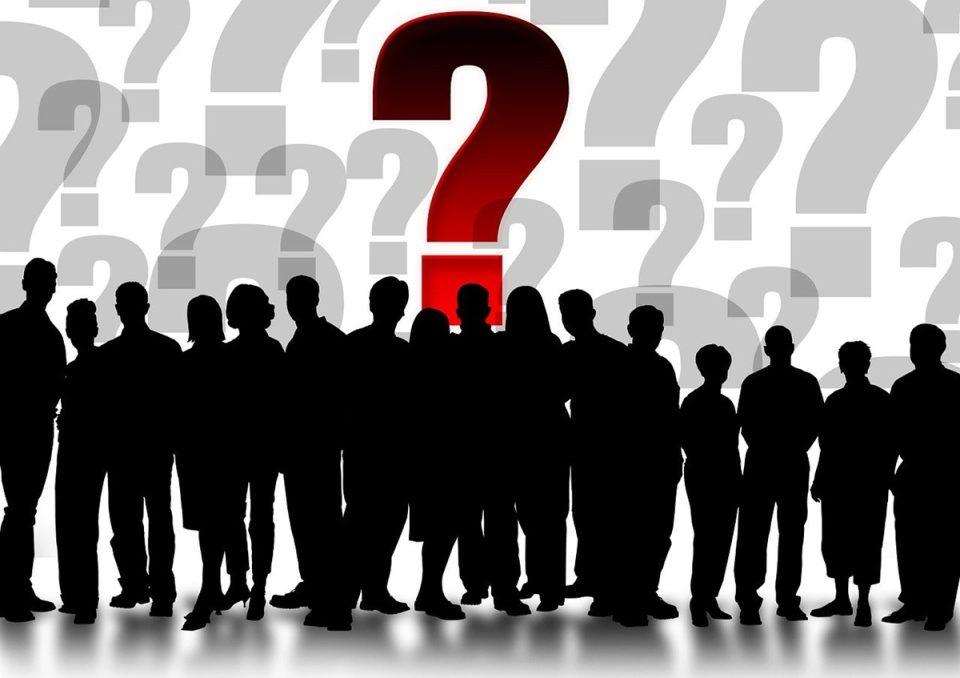 silhouette of people asking questions