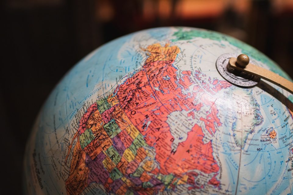 Globe focusing on US