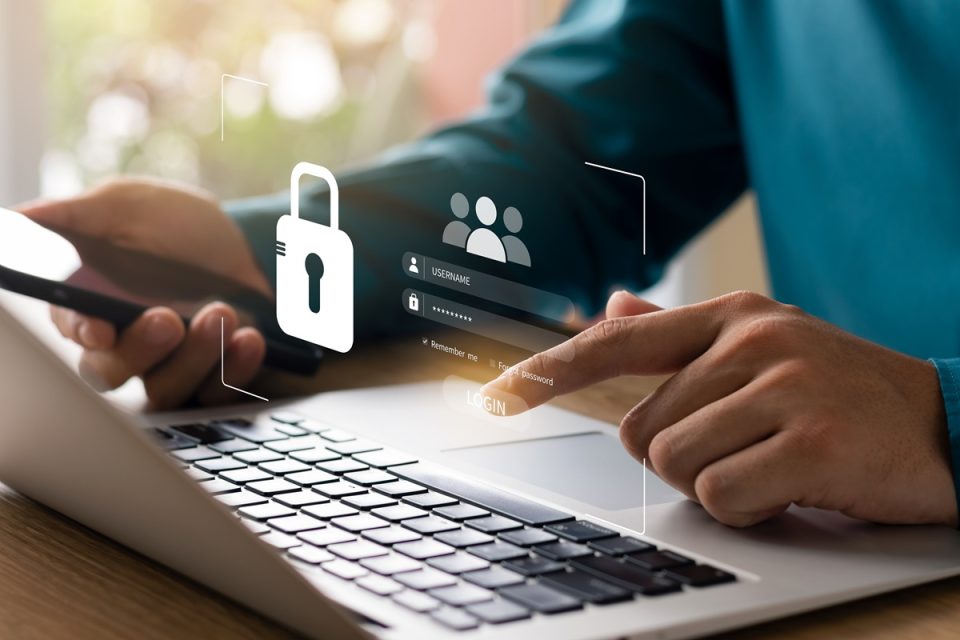 man using online security