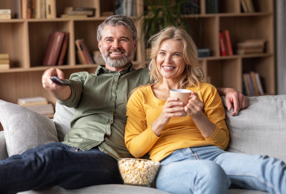 Couple relaxing and watching tv