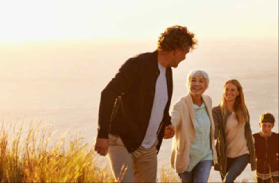 Family on a hill walk
